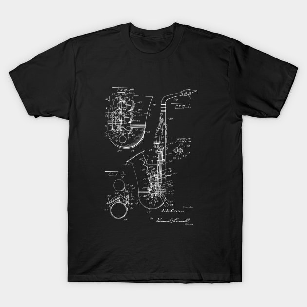 Saxophone Alto Sax Patent Cool Saxophonist T-Shirt by Delta V Art